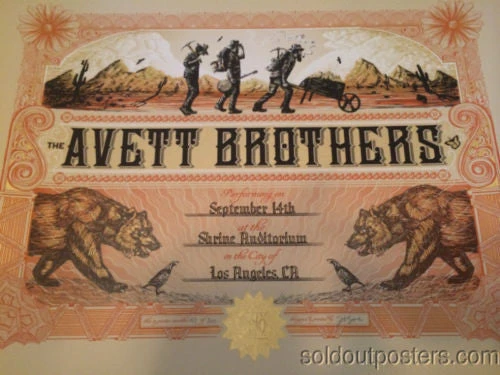 The Avett Brothers - 2014 Zeb Love Poster Print Shrine Auditorium Los Angeles Gig Posters 3 The Avett Brothers - 2014 Zeb Love Poster Print Shrine Auditorium Los Angeles Gig Posters