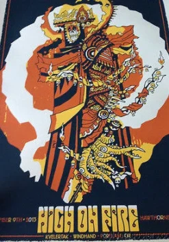 High On Fire 12/9/2013 Guy Burwell Kvelertak Windhand Portland OR Hawthorne S/N Gig Posters