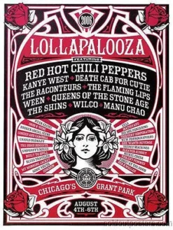Lollapalooza - 2006 Shepard Fairey Poster Print Chicago Obey 1st Ed Kanye RHCP W Chicago, IL