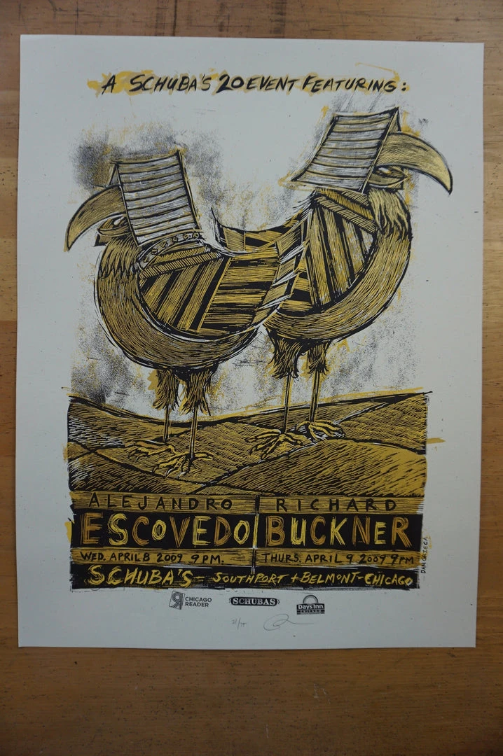 Escovedo Buckner - 2009 Dan Grzeca Poster Chicago, IL Schubas 4 Escovedo Buckner - 2009 Dan Grzeca Poster Chicago, IL Schubas