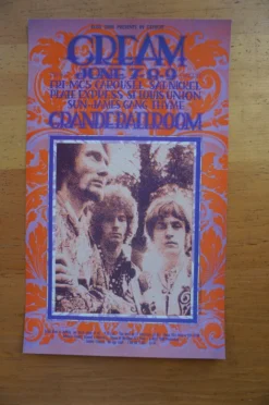 Cream - 1968 Gary Grimshaw Poster Detroit, MI Grande Ballroom Gig Posters