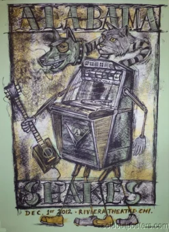 Alabama Shakes - 2012 Dan Grzeca Poster Chicago, IL Riviera Theatre FRAMED