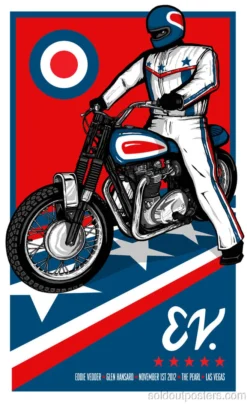 Gig Posters Eddie Vedder - 2012 Brad Klausen Las Vegas NV Poster Print Motorcycle S/N