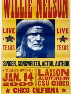Willie Nelson - 2009 Hatch Show Print 1/14 Poster Chico, CA