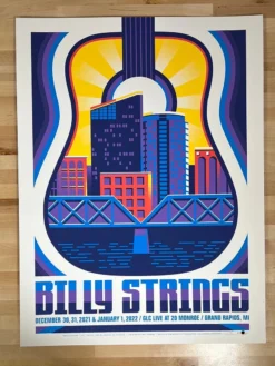 Billy Strings - 2021 2022 Mike Tallman Poster Grand Rapids, MI NYE AP Gig Posters