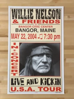Willie Nelson - 2004 Franks Brothers 5/22 Poster Bangor, ME Gig Posters