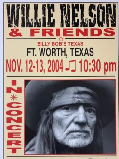 Willie Nelson - 2004 Franks Brothers 11/12-13 Poster Ft. Worth, TX