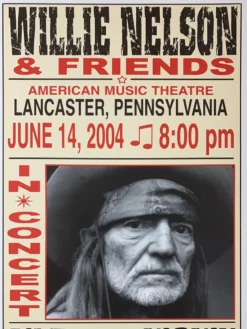Willie Nelson - 2004 Franks Brothers 6/14 Poster Lancaster, PA