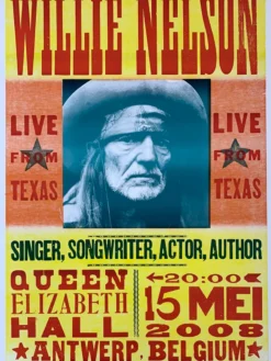 Gig Posters Willie Nelson - 2008 Hatch Show Print 5/15 Poster Antwerp, Belgium