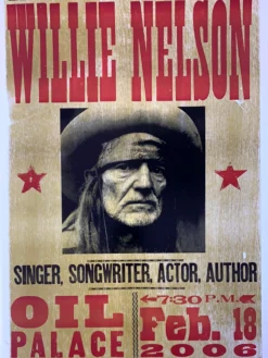 Gig Posters Willie Nelson - 2006 Hatch Show Print 2/18 Poster Tyler, Texas Oil Palace