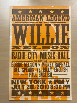 Gig Posters Willie Nelson - 2010 Hatch Show Print 7/28 Poster New York, New York