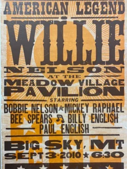Gig Posters Willie Nelson - 2010 Hatch Show Print 9/3 Poster Big Sky, Montana