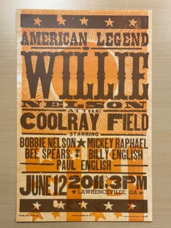 Willie Nelson - 2011 Hatch Show Print 6/12 Poster Lawrenceville, Georgia 4 Willie Nelson - 2011 Hatch Show Print 6/12 Poster Lawrenceville, Georgia