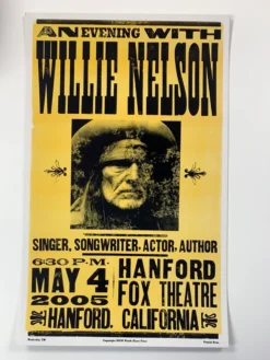 Willie Nelson - 2005 Hatch Show Print 5/4 Poster Hanford, CA Fox Theatre Gig Posters