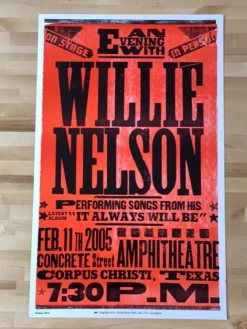Gig Posters Willie Nelson - 2005 Hatch Show Print 2/11 Poster Corpus Christi, TX