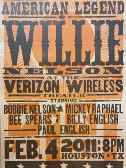 Gig Posters Willie Nelson - 2011 Hatch Show Print 2/4 Poster Houston, Texas