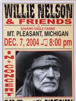 Willie Nelson - 2004 Franks Brothers 12/7 Poster Mt. Pleasant, MI