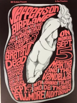 Grateful Dead Airplane - 1966 Wes Wilson Poster San Francisco, CA The Fillmore 3rd Gig Posters