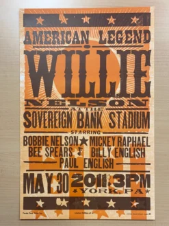 Gig Posters Willie Nelson - 2011 Hatch Show Print 5/30 Poster York, Pennsylvania