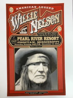 Gig Posters Willie Nelson - 2016 Mattole River Studios Poster Choctaw, MS