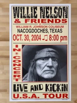 Willie Nelson - 2004 Franks Brothers 10/30 Poster Nacogdoches, TX Gig Posters
