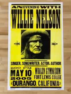Willie Nelson - 2005 Hatch Show Print 5/10 Poster Durango, CA Gig Posters