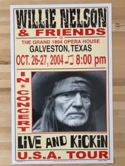 Willie Nelson - 2004 Franks Brothers 10/26-27 Poster Galveston, TX