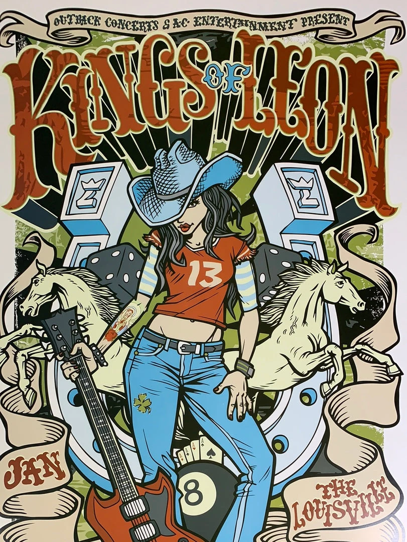 Gig Posters Kings Of Leon - 2009 Daymon Greulich Poster Louisville, KY 3 Gig Posters Kings Of Leon - 2009 Daymon Greulich Poster Louisville, KY