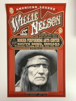 Gig Posters Willie Nelson - 2017 Mattole River Studios Poster South Bend, Indiana