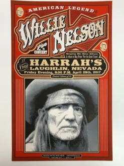 Gig Posters Willie Nelson - 2017 Mattole River Studios Poster Laughlin, NV