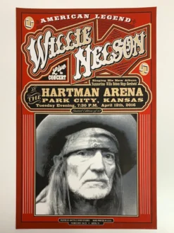 Gig Posters Willie Nelson - 2016 Mattole River Studios Poster Park City, KS