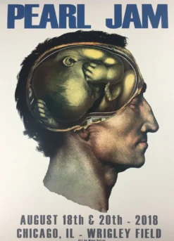 Pearl Jam - 2018 Matt Cunningham Poster Chicago, IL Wrigley Field (Blue Variant)