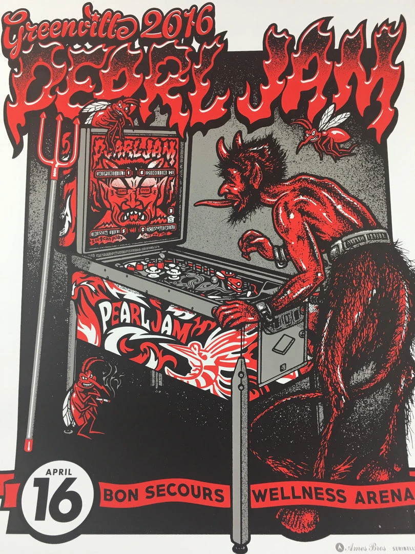 Ames Brothers Gig Posters Pearl Jam - 2016 Ames Design Poster Greenville, SC Bon Secours Wellness Arena 3 Ames Brothers Gig Posters Pearl Jam - 2016 Ames Design Poster Greenville, SC Bon Secours Wellness Arena