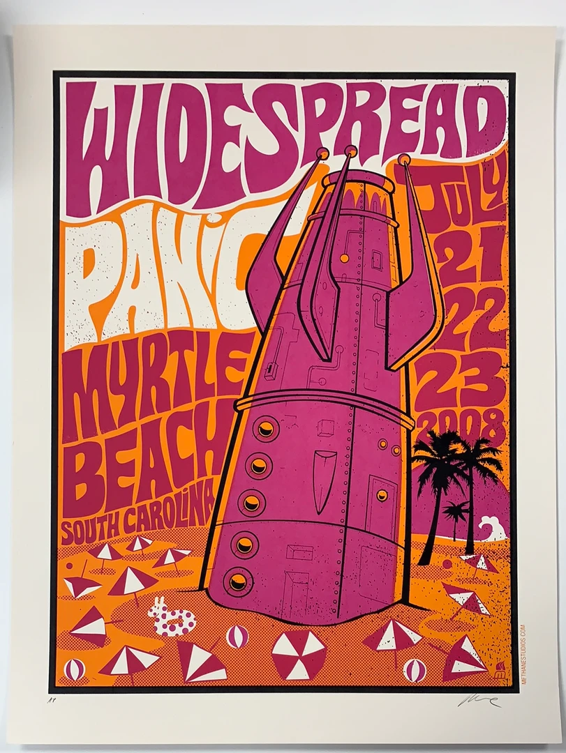 Widespread Panic - 2008 Methane Poster Myrtle Beach, SC AP 4 Widespread Panic - 2008 Methane Poster Myrtle Beach, SC AP