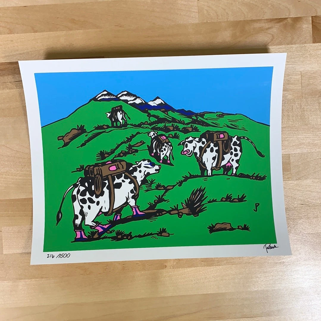 Cows On Vacation - 2021 Jim Pollock Poster Art Print Phish 1/3 4 Cows On Vacation - 2021 Jim Pollock Poster Art Print Phish 1/3