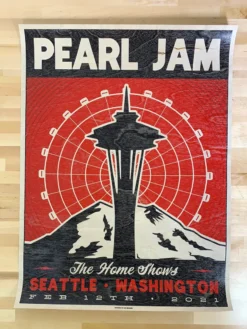 Gig Posters Pearl Jam - 2021 Ian Williams WOOD Ed. Poster Seattle, WA Home Shows