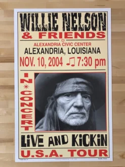 Willie Nelson - 2004 Franks Brothers 11/10 Poster Alexandria, LA