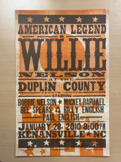 Willie Nelson - 2010 Hatch Show Print 1/28 Poster Kenansville, North Carolina Gig Posters