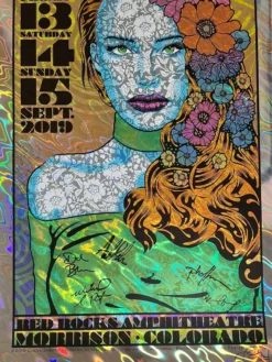 Colorado Greensky Bluegrass - 2019 Chuck Sperry Poster Red Rocks Morrison, CO AUTOGRAPHED FOIL