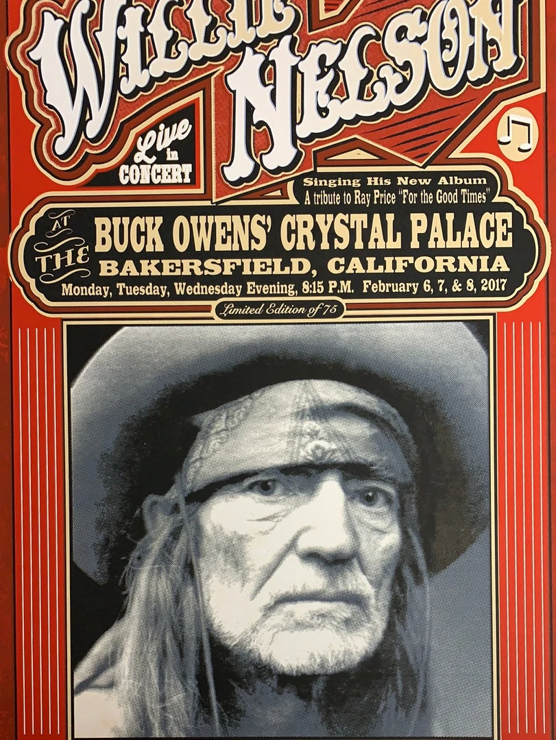 Willie Nelson - 2017 Mattole River Studios Poster Bakersfield, CA Gig Posters 3 Willie Nelson - 2017 Mattole River Studios Poster Bakersfield, CA Gig Posters