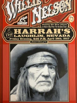 Gig Posters Willie Nelson - 2017 Mattole River Studios Poster Laughlin, NV