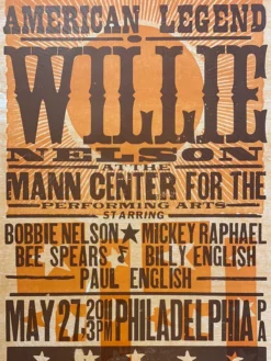 Willie Nelson - 2011 Hatch Show Print 5/27 Poster Philadelphia, Pennsylvania Gig Posters