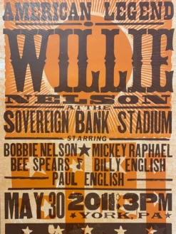 Gig Posters Willie Nelson - 2011 Hatch Show Print 5/30 Poster York, Pennsylvania