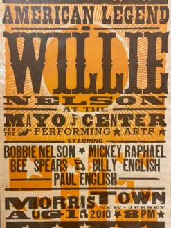 Willie Nelson - 2010 Hatch Show Print 8/1 Poster Morris Town, New Jersey
