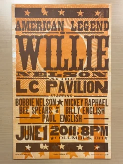 Willie Nelson - 2011 Hatch Show Print 6/1 Poster Columbus, Ohio Gig Posters