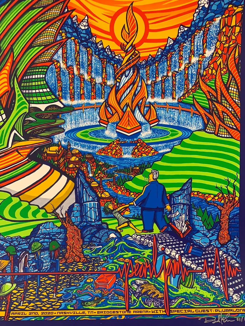 Pearl Jam - 2020 Brad Klausen Poster Nashville, TN S/N Ed Bridgestone Arena Gig Posters 3 Pearl Jam - 2020 Brad Klausen Poster Nashville, TN S/N Ed Bridgestone Arena Gig Posters