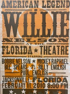 Gig Posters Willie Nelson - 2010 Hatch Show Print 2/11 Poster Jacksonville, Florida