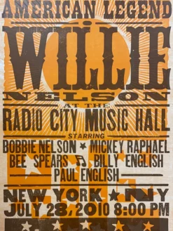 Gig Posters Willie Nelson - 2010 Hatch Show Print 7/28 Poster New York, New York