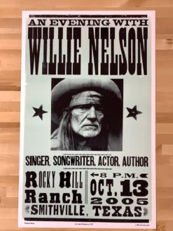 Gig Posters Willie Nelson - 2005 Hatch Show Print 10/13 Poster Smithville, TX