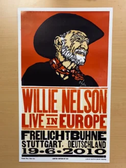 Willie Nelson - 2010 Hatch Show Print 6/19 Poster Stuttgart, Deutschland Gig Posters